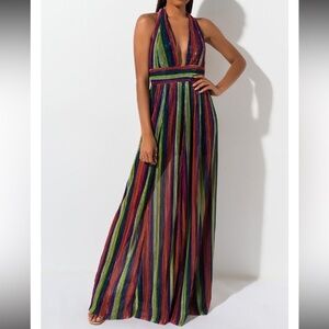 Luxxel Large Multicolor Sparkly Maxi Dress new with tag